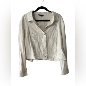 CHARLIE B Cream Jean Jacket with Fringe Detail